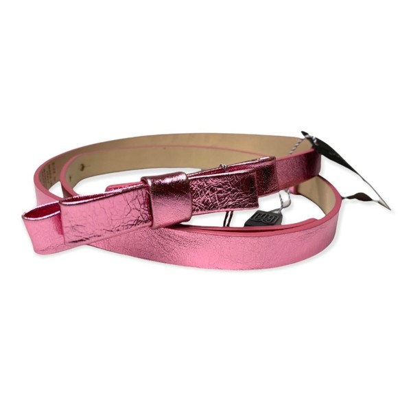 🛍️Womens Adjustable Fashion Belt Pink Metallic Bow Leather M 39-40 New - Picture 5 of 8